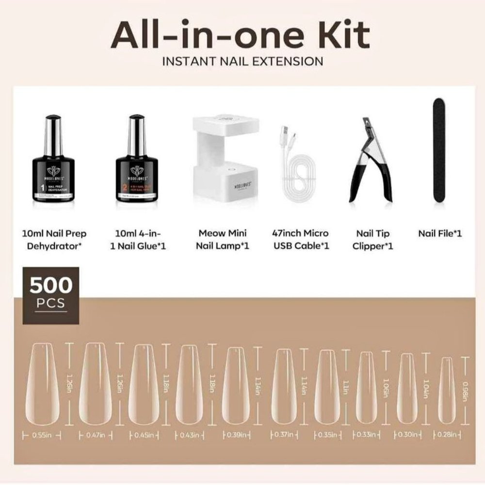 Modelones Nail Tips and Glue Gel Kit, Gel x Nail Kit 4 in 1 Nail Glue Gel - Picture 5 of 9